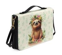 Ceudet Custodia per bibbia in finta pelle per bibbia con stampa di ibisco, fiore di tartaruga, custodia per il trasporto con tracolla, copertine protettive per le scritture, per donne e uomini, L,