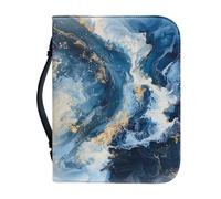 Ceudet Custodia per bibbia in marmo verde per donna, grande borsa per bibbia con manico, forniture per diari biblici per uomini, copertura per accessori per lo studio della Bibbia, 2XL, Marmo Blu 3, L