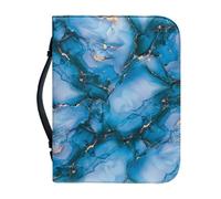 Ceudet Custodia per bibbia in marmo verde per donna, grande borsa per bibbia con manico, forniture per diari biblici per uomini, copertura per accessori per lo studio della Bibbia, 2XL, Marmo Blu 2, L