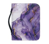 Ceudet Custodia per bibbia in marmo verde per donna, grande borsa per bibbia con manico, forniture per diari biblici per uomini, copertura per accessori per lo studio della Bibbia, 2XL, Marmo viola.,