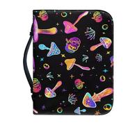 Ceudet Custodia per Bibbia in pelle per ragazze, borsa tote con manico superiore, custodia per il trasporto della Bibbia, per chiesa, gatto carino, L, Funghi colorati, M