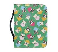 Ceudet Custodia per Bibbia in pelle per ragazze, borsa tote con manico superiore, custodia per il trasporto della Bibbia, per chiesa, gatto carino, L, Coppe per cani, L