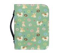 Ceudet Custodia per Bibbia in pelle per ragazze, borsa tote con manico superiore, custodia per il trasporto della Bibbia, per chiesa, gatto carino, L, Ciambella per cani, L