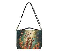 Ceudet Custodia per Bibbia in pelle PU con stampa floreale retrò con tracolla Custodia portatile per Bibbia per ABag Book Organizer per preghiera, XL, Giraffa floreale retrò, L