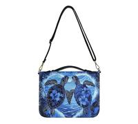 Ceudet Custodia per Bibbia in pelle PU con stampa floreale retrò con tracolla Custodia portatile per Bibbia per ABag Book Organizer per preghiera, XL, Tartaruga Fiore Di Ibisco, XXL