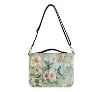 Ceudet Custodia per Bibbia in pelle PU con stampa floreale retrò con tracolla Custodia portatile per Bibbia per ABag Book Organizer per preghiera, XL, Fiore Di Giglio Colibrì, L