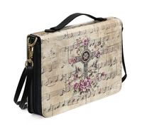 Ceudet Custodia per bibbia in stile azteco, per donne e ragazze, custodia per il trasporto della Bibbia con tracolla, borsa tote in pelle PU con portapenne, AGifts, multicolore, L, Cross Music