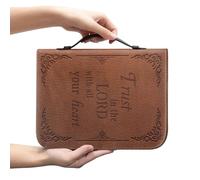 Ceudet Custodia per bibbia marrone per donne e uomini, borsa classica per il trasporto della Bibbia con cerniera Chiesa grande libro Bibbia Protector Trust in The Awith All Your Heart Bibbia cover,