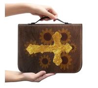 Ceudet Custodia per bibbia marrone per donne e uomini, borsa classica per il trasporto della Bibbia con cerniera Chiesa grande libro Bibbia Protector Trust in The Awith All Your Heart Bibbia cover,