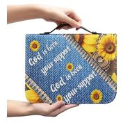 Ceudet Custodia per bibbia marrone per donne e uomini, borsa classica per il trasporto della Bibbia con cerniera Chiesa grande libro Bibbia Protector Trust in The Awith All Your Heart Bibbia cover,
