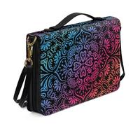 Ceudet Custodia per Bibbia occidentale per donne e uomini, con tasche, in pelle, per donne e uomini, Mandala rosso e blu, M