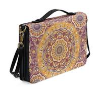 Ceudet Custodia per Bibbia occidentale per donne e uomini, con tasche, in pelle, per donne e uomini, Motivo giallo dorato, xx-large