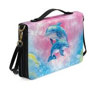 Ceudet Custodia per Bibbia occidentale per donne e uomini, con tasche, protezione per la Bibbia, in pelle, per donne e uomini, grande, Delfini blu01, L