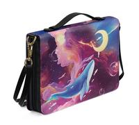 Ceudet Custodia per Bibbia occidentale per donne e uomini, con tasche, protezione per la Bibbia, in pelle, per donne e uomini, grande, La balena azzurra della luna, xx-large