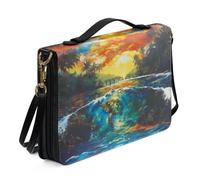 Ceudet Custodia per Bibbia occidentale per donne e uomini, con tasche, protezione per la Bibbia, in pelle, per donne e uomini, grande, Tartaruga al tramonto, xx-large