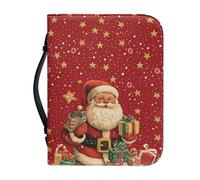 Ceudet Custodia per bibbia per albero di Natale con manico, custodia per il trasporto della Bibbia in pelle PU per chiesa con cerniera, regalo di Natale per la famiglia, 2XL, Babbo Natale, x-large