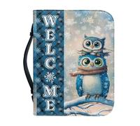 Ceudet Custodia per bibbia per albero di Natale con manico, custodia per il trasporto della Bibbia in pelle PU per chiesa con cerniera, regalo di Natale per la famiglia, 2XL, Fiocco di neve e, M