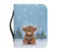 Ceudet Custodia per bibbia per albero di Natale con manico, custodia per il trasporto della Bibbia in pelle PU per chiesa con cerniera, regalo di Natale per la famiglia, 2XL, Fiocco di neve carino