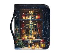 Ceudet Custodia per bibbia per albero di Natale con manico, custodia per il trasporto della Bibbia in pelle PU per chiesa con cerniera, regalo di Natale per la famiglia, 2XL, Vigilia di Natale, M
