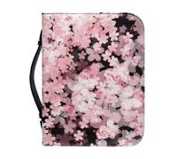 Ceudet Custodia per Bibbia per donne e ragazze, in pelle PU, con manico, portatile, impermeabile, per bibbia, Romantico Cherry Blossom, L: 10.2x7x1.9 Inch