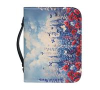 Ceudet Custodia per bibbia per donne e uomini, borse alla moda per accessori biblici, custodia per il trasporto con tasca con cerniera, idea regalo, Papavero rosso fiori farfalla lavanda, L