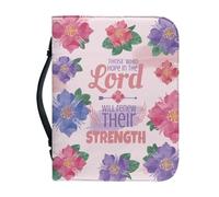 Ceudet Custodia per bibbia per donne e uomini, borse alla moda per accessori biblici, custodia per il trasporto con tasca con cerniera, idea regalo, Verso della Bibbia con fiori rosa e viola, XXLarge