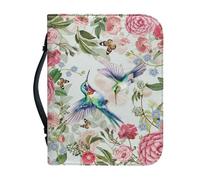 Ceudet Custodia per bibbia per donne e uomini, borse alla moda per accessori biblici, custodia per il trasporto con tasca con cerniera, idea regalo, Peonia colibrì, M