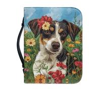 Ceudet Custodia per bibbia per donne e uomini, borse alla moda per accessori biblici, custodia per il trasporto con tasca con cerniera, idea regalo, Beagle Dog Margherita Fiore, L