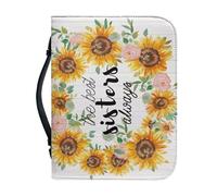 Ceudet Custodia per Bibbia per donne e uomini, custodia in pelle per il trasporto della Bibbia per chiesa, scuola, viaggi, protezione alla moda con manico, Sunflower Rose le migliori sorelle sempre, L