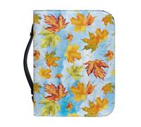 Ceudet Custodia per Bibbia per donne e uomini, custodia in pelle per il trasporto della Bibbia per chiesa, scuola, viaggi, protezione alla moda con manico, Foglie d'acero autunnale cielo blu, L