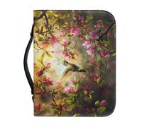 Ceudet Custodia per Bibbia per donne e uomini, custodia in pelle per il trasporto della Bibbia per chiesa, scuola, viaggi, protezione alla moda con manico, Colibrì in fiore di ciliegio, M