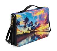 Ceudet Custodia per bibbia per donne e uomini in pelle accessori per la Bibbia donne uomini borsa della Bibbia Tote Copertine per libri per copertina rigida, Alberi di cocco in riva al lago, x-large