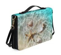 Ceudet Custodia per bibbia per donne e uomini in pelle accessori per la Bibbia donne uomini borsa della Bibbia Tote Copertine per libri per copertina rigida, Stella marina e conchiglia, xx-large