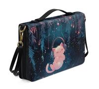 Ceudet Custodia per bibbia per donne e uomini in pelle borsa della Bibbia Tote Bibbia copre per donne uomini con tasche copertina per libri protezione, Gatto rosa., xx-large