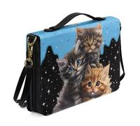 Ceudet Custodia per bibbia per donne e uomini in pelle borsa della Bibbia Tote Bibbia copre per donne uomini con tasche copertina per libri protezione, Tre gatti, xx-large