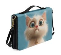 Ceudet Custodia per bibbia per donne e uomini in pelle borsa della Bibbia Tote Bibbia copre per donne uomini con tasche copertina per libri protezione, Gatto non convinto, M
