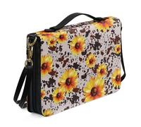 Ceudet Custodia per Bibbia per donne e uomini, in pelle, con tasche, Girasoli con stampa animali01, M