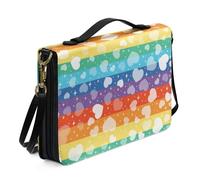 Ceudet Custodia per Bibbia per donne e uomini, in pelle, per donne e uomini, con tasche, per bambini, Amore arcobaleno, x-large