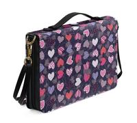 Ceudet Custodia per Bibbia per donne e uomini, in pelle, per donne e uomini, con tasche, per bambini, Cuore rosa 01, M