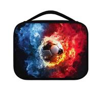 Ceudet Custodia per Bibbia per donne e uomini, robusta borsa per la Bibbia con cerniera, grande borsa per la Bibbia, Fuoco Calcio-blu e Rosso, Taglia unica