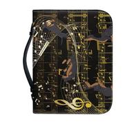 Ceudet Custodia per Bibbia Personalizzabile PU Bibbia Protector Book Cover Bibbia Tote Bag, Cane divertente con note musicali, XLarge