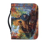 Ceudet Custodia per Bibbia Personalizzabile PU Bibbia Protector Book Cover Bibbia Tote Bag, Treno del motore a vapore, M