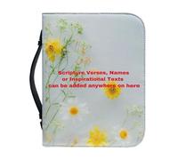 Ceudet Custodia per bibbia personalizzata per ragazze, custodia per libri per bambini, borsa per chiesa, con manico e tasca con cerniera, personalizzabile A, M, Fiori Gialli Personalizzati, xx-large