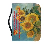 Ceudet Custodia per bibbia personalizzata per ragazze, custodia per libri per bambini, borsa per chiesa, con manico e tasca con cerniera, personalizzabile A, M, Pittura Girasole Personalizzata, L
