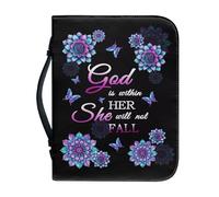 Ceudet Custodia per bibbia viola e blu da donna, in pelle, con manici, borsa per la Bibbia, borsa per diario, custodia per il trasporto della Bibbia, per donne, protezione per libri per amanti dei