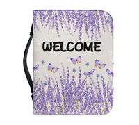 Ceudet Custodia per bibbia viola lavanda per ragazze e donne borsa a tracolla impermeabile in pelle PU Lady Bibbia borsa da trasporto Bibbia borsa con manico, M, Lavanda viola e farfalla, L