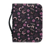 Ceudet Custodia per bibbia viola lavanda per ragazze e donne borsa a tracolla impermeabile in pelle PU Lady Bibbia borsa da trasporto Bibbia borsa con manico, M, Luna Farfalla e Lavanda, L