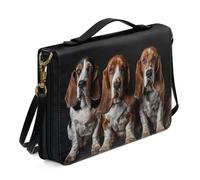 Ceudet Custodia per il trasporto con stampa di mucca azteca, con manico, in pelle, con tracolla, per donne e ragazze, custodia per libro della Bibbia, per studio, blu scuro e giallo, taglia 2XL,