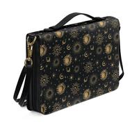 Ceudet Custodia per il trasporto della Bibbia da donna, in pelle PU, impermeabile, con tracolla, Sole Luna Stella Pianeta-nero, XL