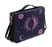 Ceudet Custodia per il trasporto della Bibbia da donna, in pelle PU, impermeabile, con tracolla, Sole Luna - viola, L